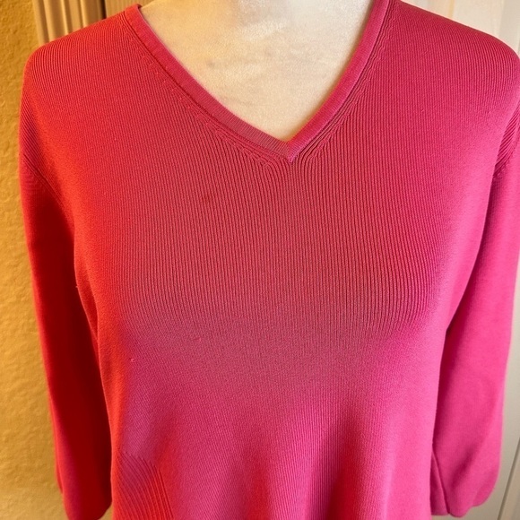 🩷5/$10 CITY silk 3/4 sleeve pink top size L - Picture 3 of 7